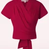 Best Sale Rock N Romance Darla Wikkelblouse Met Korte Mouwen In Rood