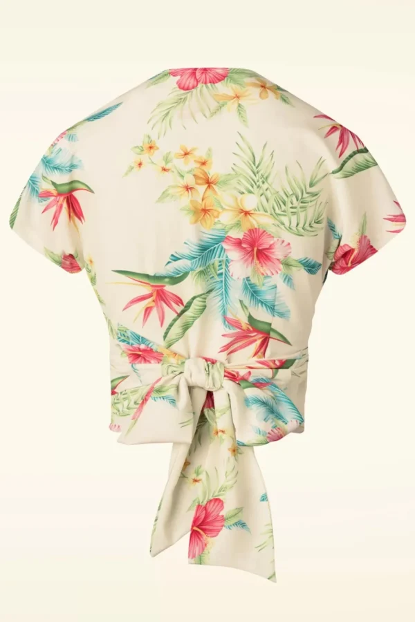 Outlet Rock N Romance Darla Wikkelblouse Met Korte Mouwen In Honolulu Naturel