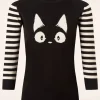 Fashion Mak Sweater Debbie Cat Gestreepte Trui In Zwart