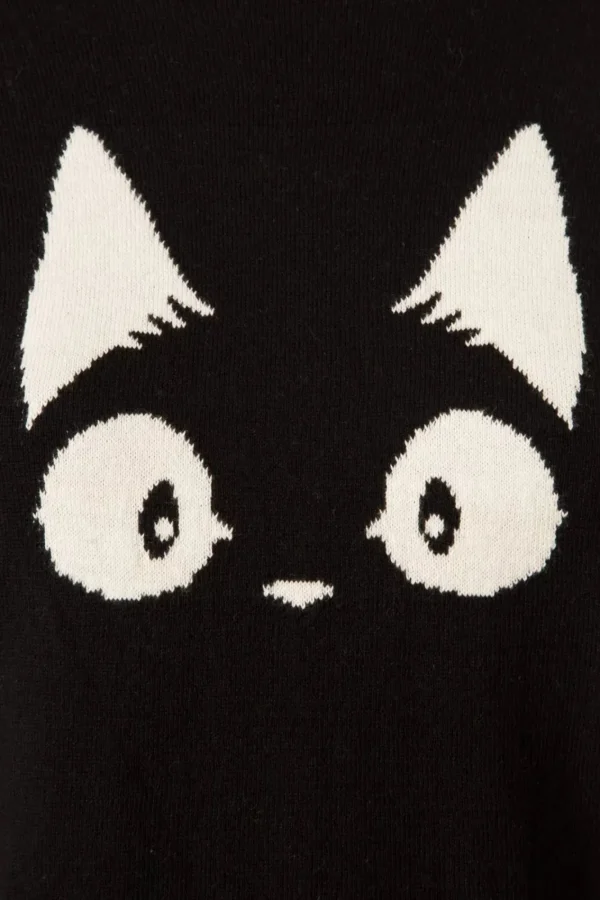Fashion Mak Sweater Debbie Cat Gestreepte Trui In Zwart