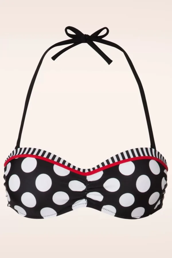 Shop Belsira Debra Halterbikinitop Met Polkadotstrepen In Zwart En Wit