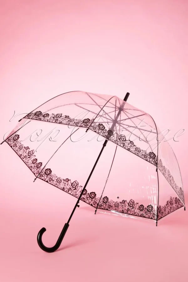 Discount So Rainy Dentelle Flower Transparante Koepelparaplu In Zwart