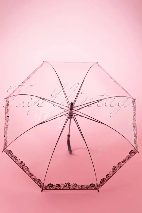 Discount So Rainy Dentelle Flower Transparante Koepelparaplu In Zwart