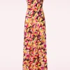 Sale Vintage Chic for Topvintage Deveny Abstract Floral Maxi Jurk In Roze En Geel