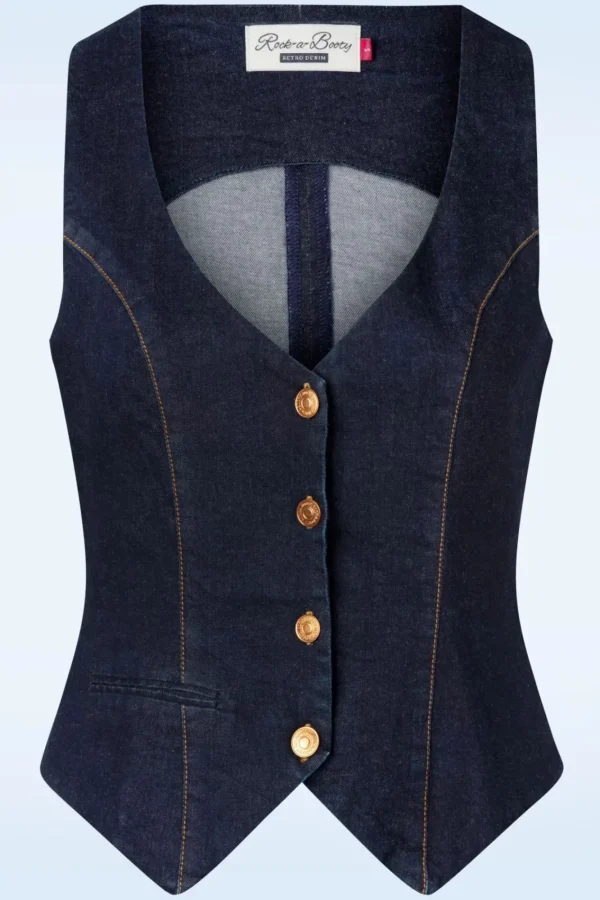 Best Sale Rock-a-Booty Dianne Gilet In Denim Blauw