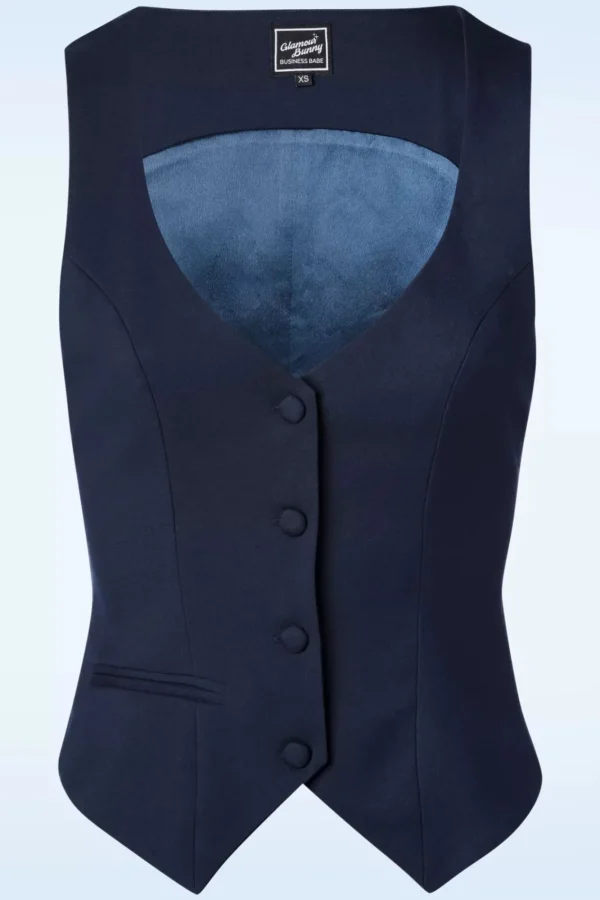 Clearance Glamour Bunny Business Babe Dianne Gilet In Marineblauw