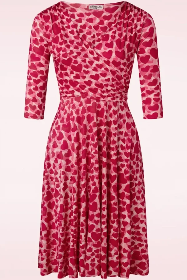 Shop Vintage Chic for Topvintage Ditsy Heart Swingjurk In Rood En Roze