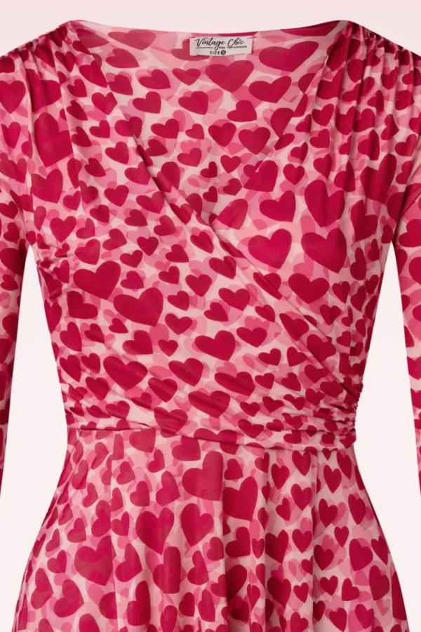 Shop Vintage Chic for Topvintage Ditsy Heart Swingjurk In Rood En Roze