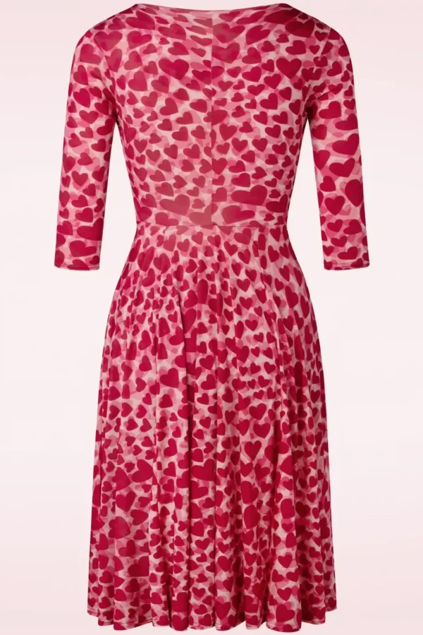 Shop Vintage Chic for Topvintage Ditsy Heart Swingjurk In Rood En Roze