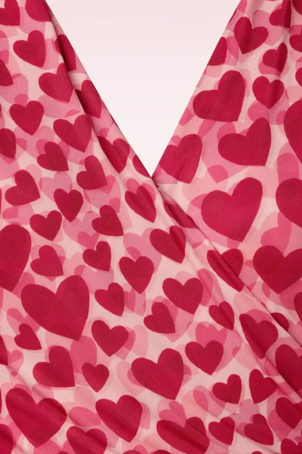 Shop Vintage Chic for Topvintage Ditsy Heart Swingjurk In Rood En Roze