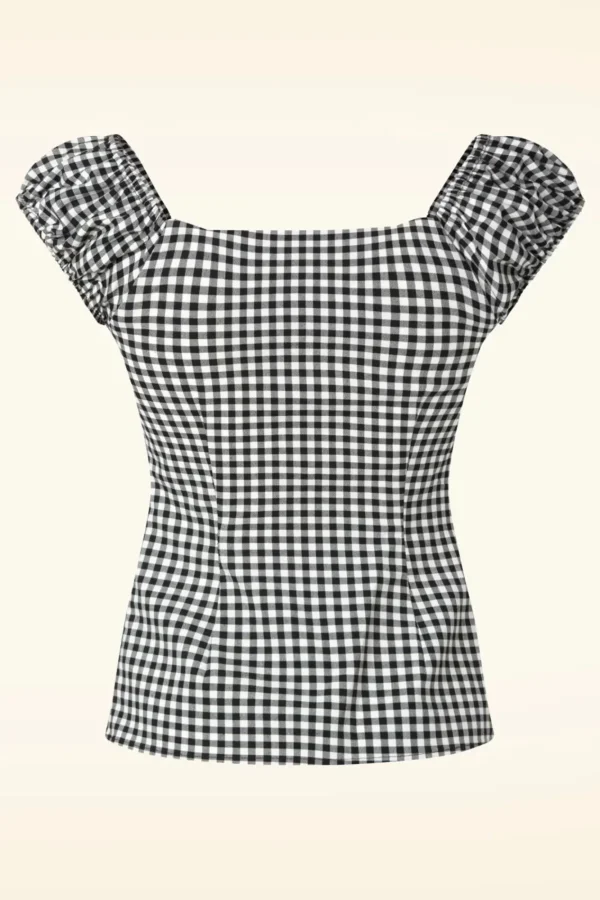 Cheap Collectif Clothing Dolores Gingham Top In Zwart En Wit