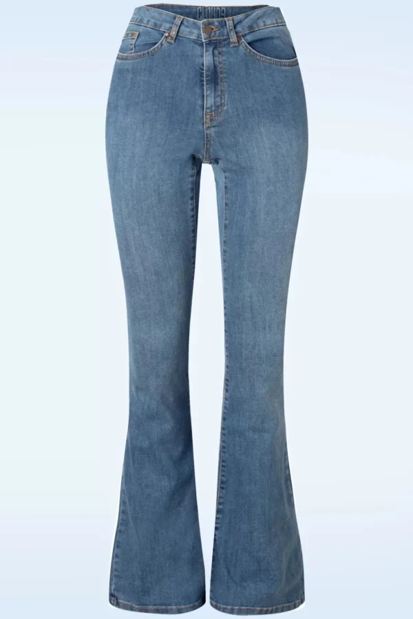 Discount Cloud9 Dora Flared Broek In Lichtblauwe Denim Wassing