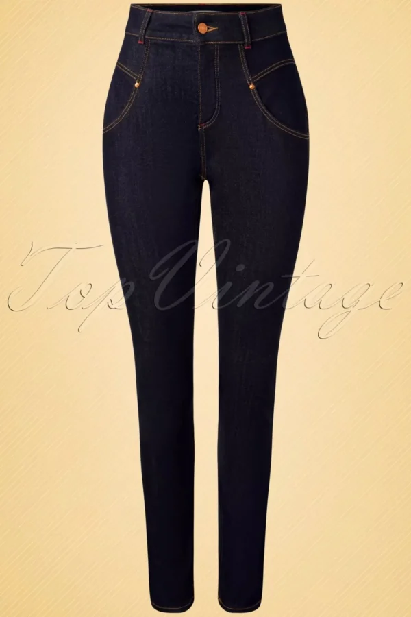 Cheap Rock-a-Booty Doris Skinny Jeans In Donkerblauw