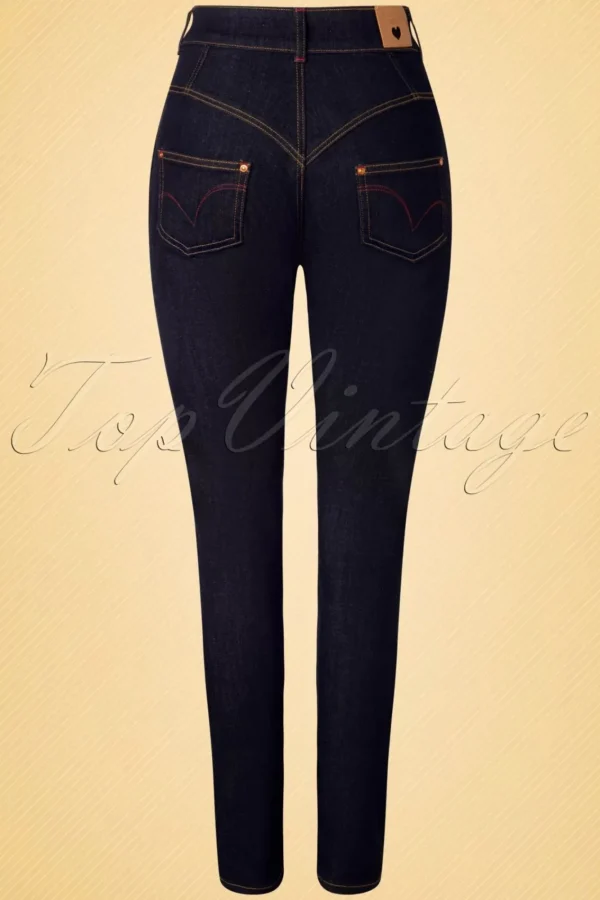Cheap Rock-a-Booty Doris Skinny Jeans In Donkerblauw
