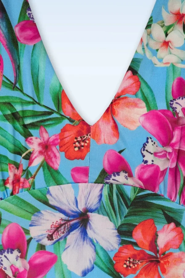 Hot Vintage Chic for Topvintage Dory Tropical Pencil Jurk In Blauw