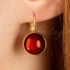 Sale Urban Hippies Dot Vergulde Oorbellen In Donker Samba Rood