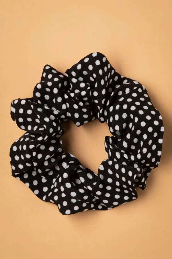 Shop Banned Retro Dotty Scrunchie In Zwart