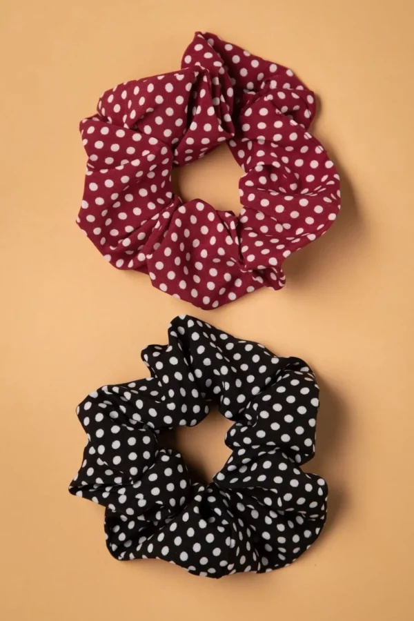 Shop Banned Retro Dotty Scrunchie In Zwart