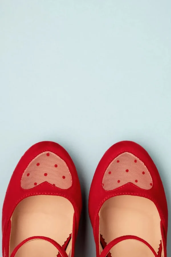 Cheap Banned Retro Elegante Spots Pumps In Rood