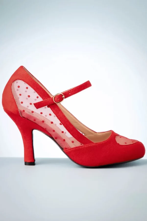 Cheap Banned Retro Elegante Spots Pumps In Rood