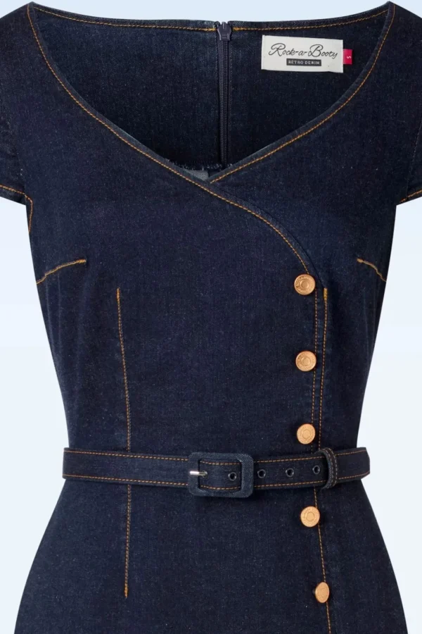 New Rock-a-Booty Eliose Pencil Jurk In Blauw