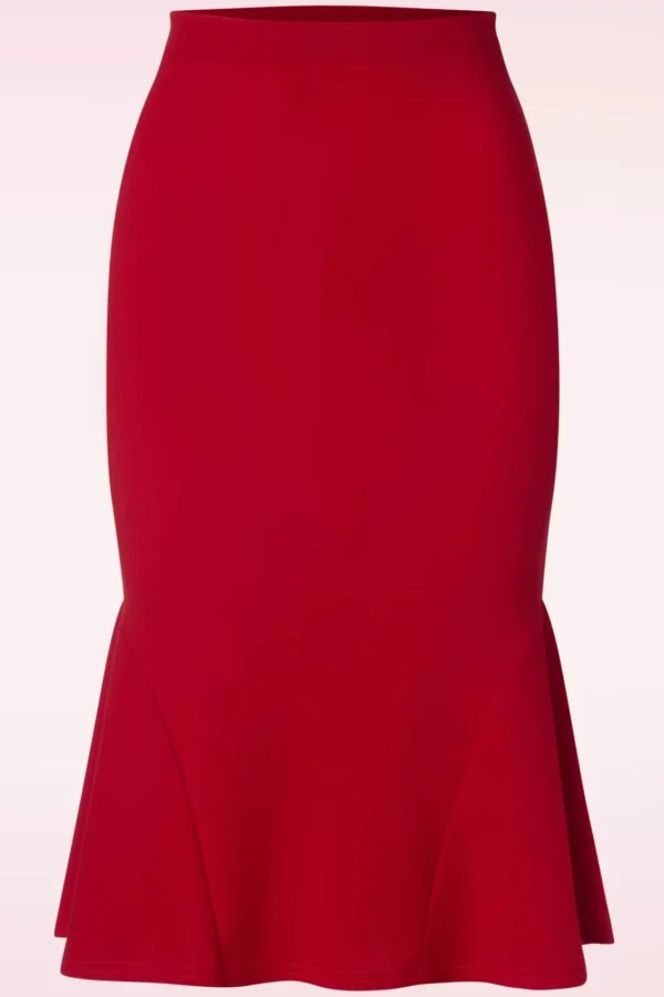 Fashion Vintage Chic for Topvintage Ellie Crepe Pencil Rok In Rood