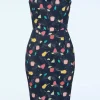 Best Sale Topvintage Boutique Collection Exclusief Bij Topvintage ~ Adriana Cocktails Mouwloze Penciljurk In Donkerblauw