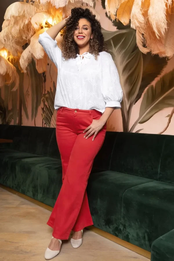 Shop Smashed Lemon Fae Flared Jeans In Rood