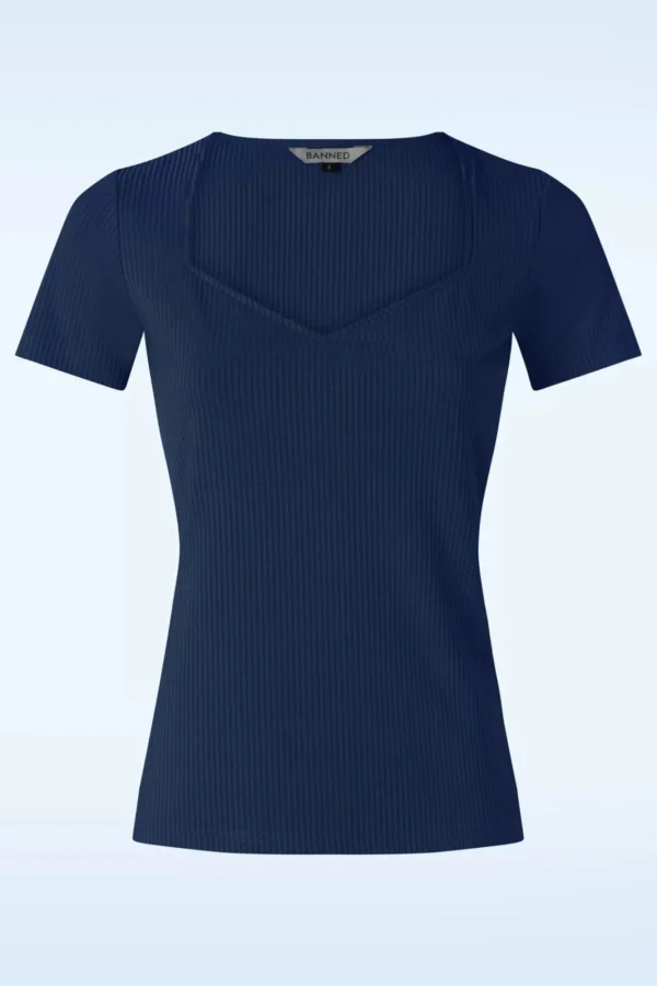 Clearance Banned Retro Fara Top In Marineblauw