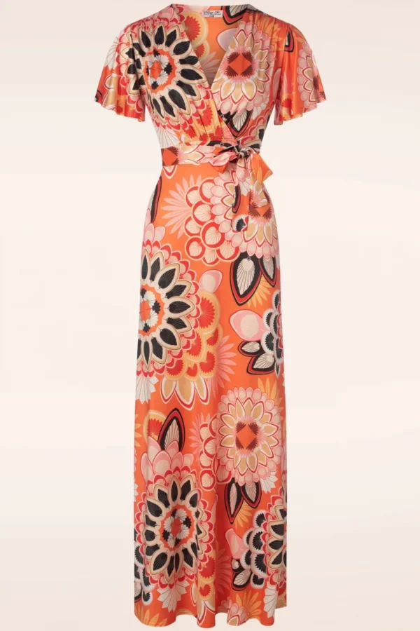 Discount Vintage Chic for Topvintage Feline Groovy Maxi Jurk In Oranje