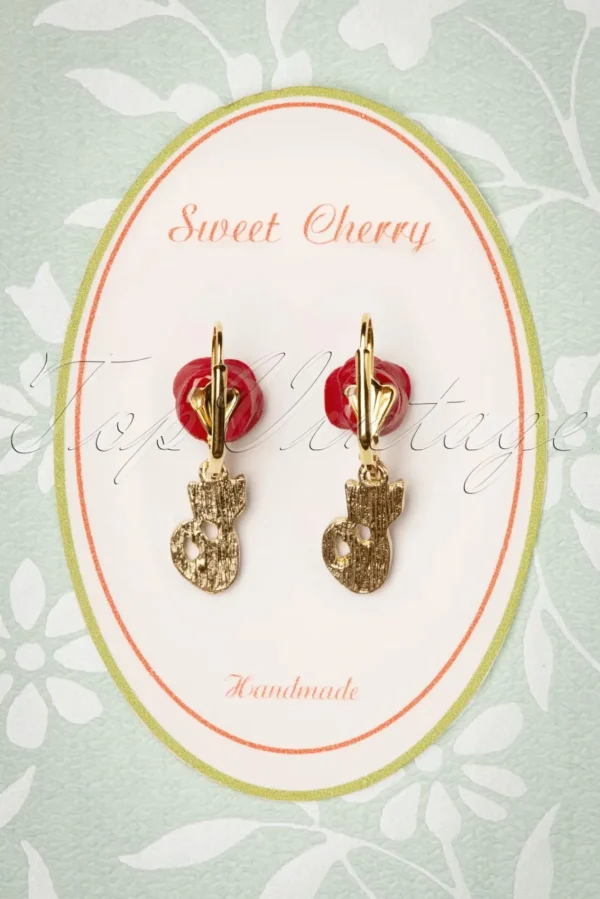 Fashion Sweet Cherry Fijne Kattenoorbellen In Goud