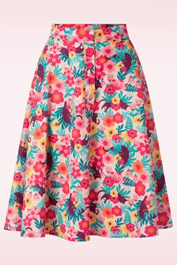 Cheap Vixen Floral Cat Flare Rok In Multi