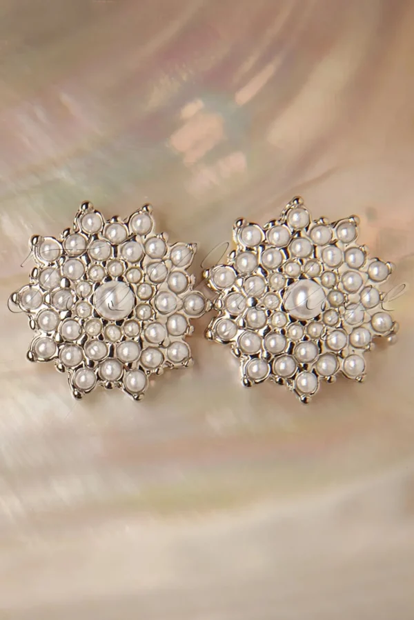 Cheap Topvintage Boutique Collection Flower Parel Oorstekers In Zilver