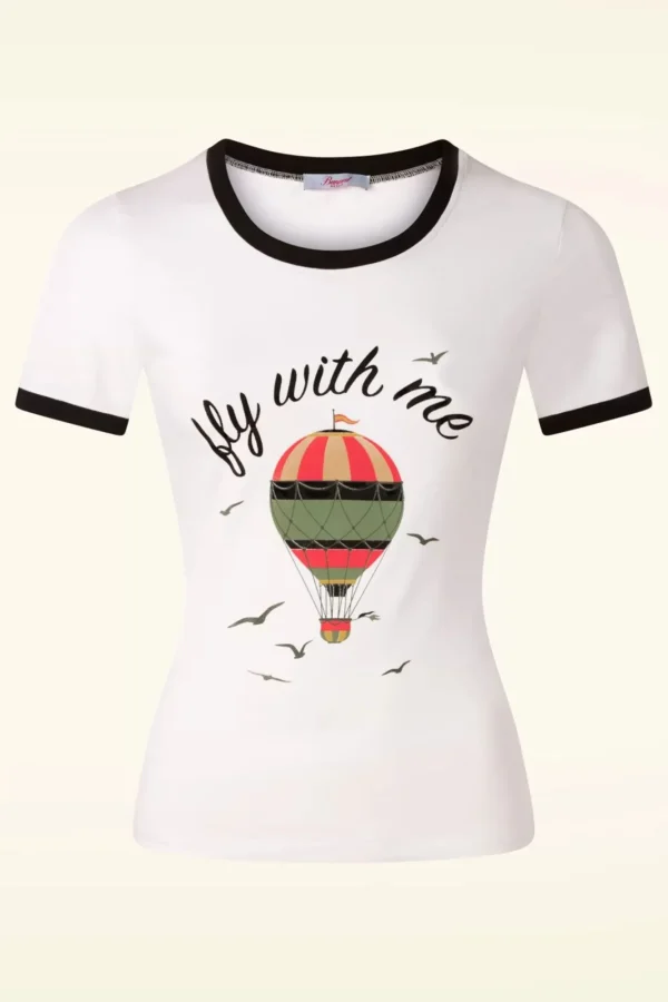 Cheap Banned Retro Fly With Me T-Shirt In Gebroken Wit