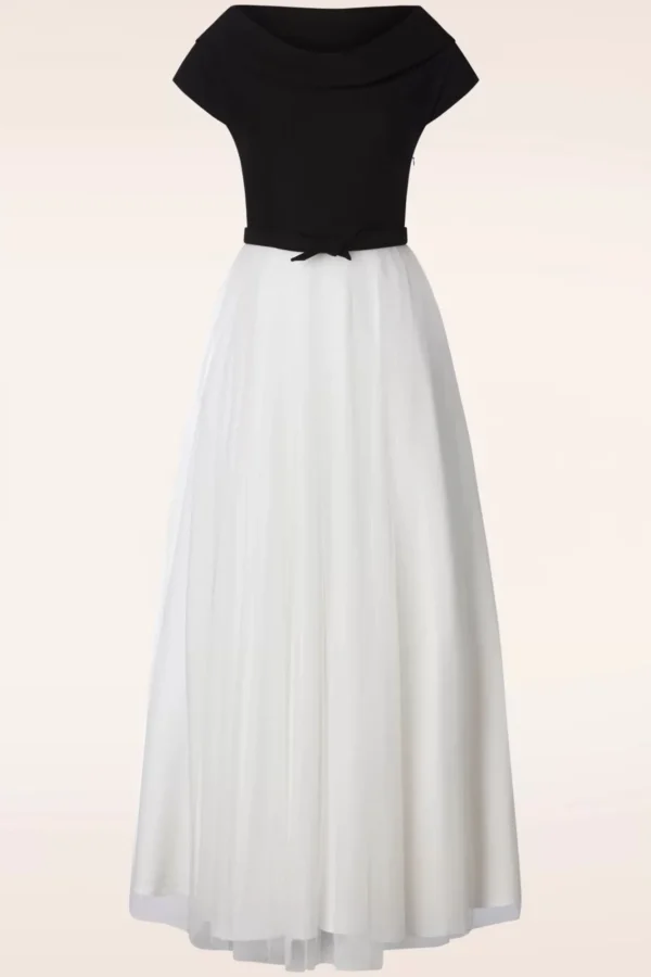 Shop Vintage Diva Fremont Maxi Jurk In Zwart En Wit