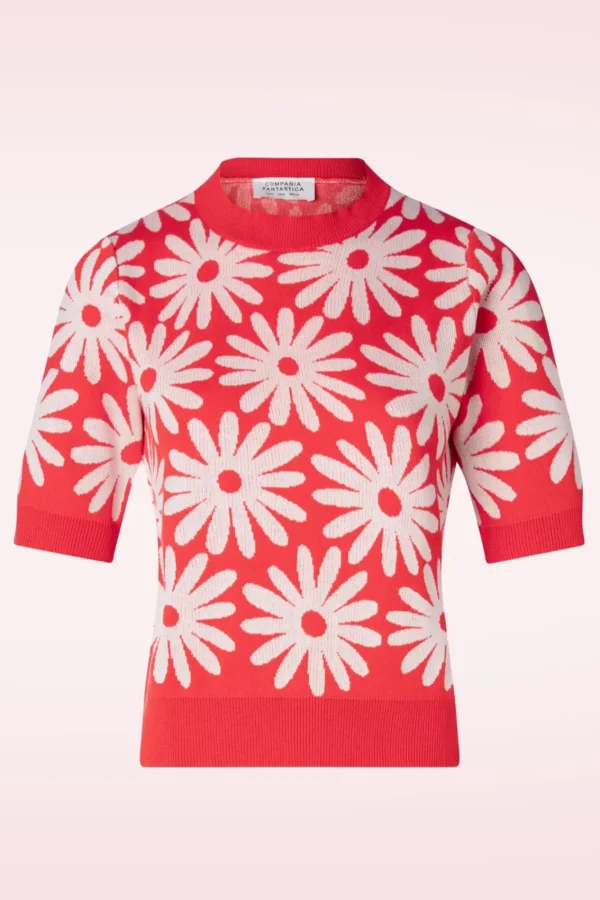 Outlet Compania Fantastica Freya Flower Jumper In Rood