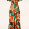 Hot Vintage Chic for Topvintage Freya Maxi Jurk Met Bladprint In Ornaje