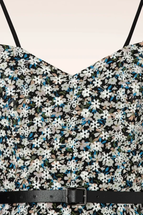 Cheap Vixen Geborduurde Bloemen Swingjurk In Zwart