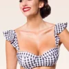 Clearance Belsira Gigi Gingham Bikinitop In Zwart En Wit