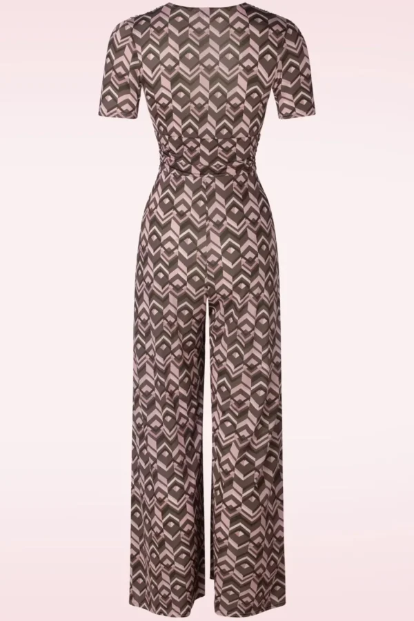 Online Vintage Chic for Topvintage Gina Geo Print Jumpsuit In Bruin