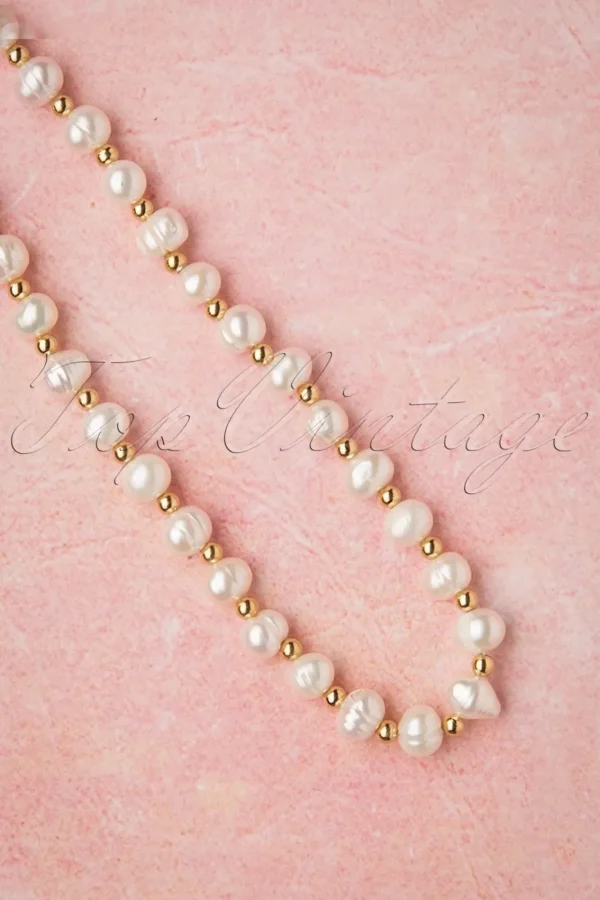 Cheap Topvintage Boutique Collection Give Me Pearls Halsketting In Goud En Ivoor