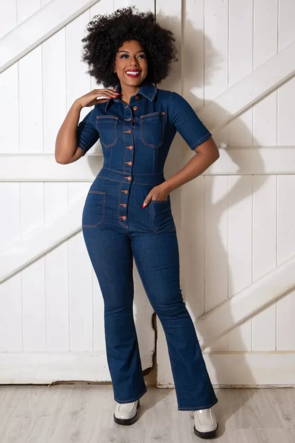 Sale Rock-a-Booty Gloria Lee Jumpsuit In Denimblauw