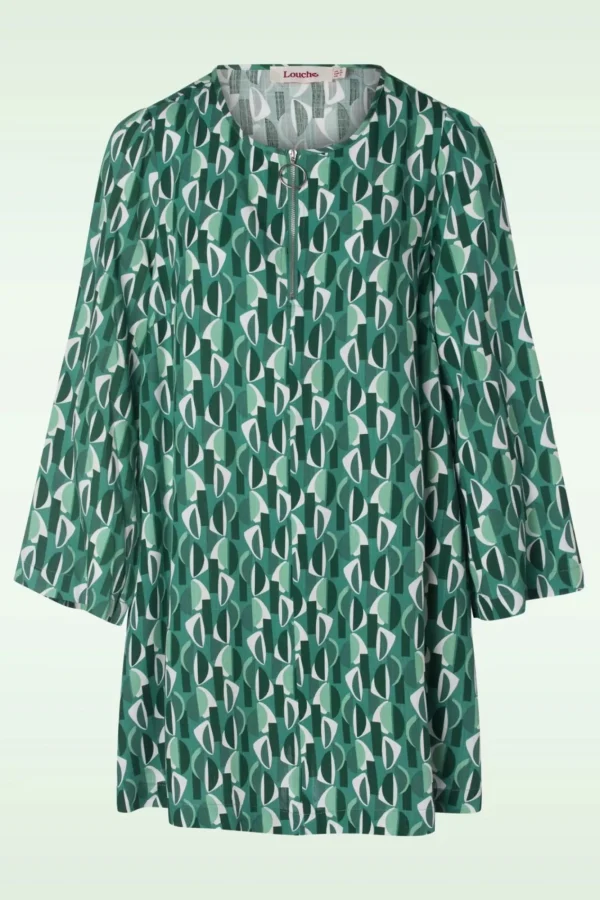 Hot Louche Gwenola Mid Century Retro Jurk In Groen