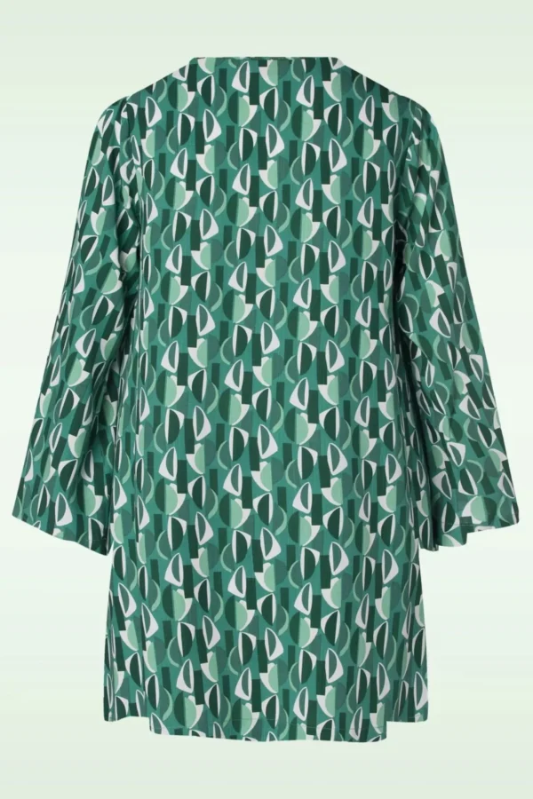 Hot Louche Gwenola Mid Century Retro Jurk In Groen