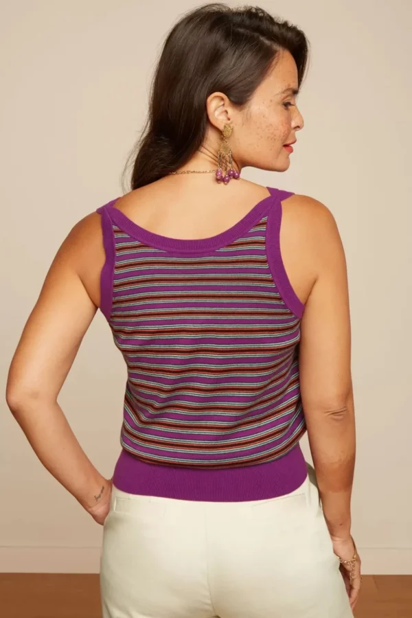 Store King Louie Hazel Bee Stripe Top In Sparkling Paars