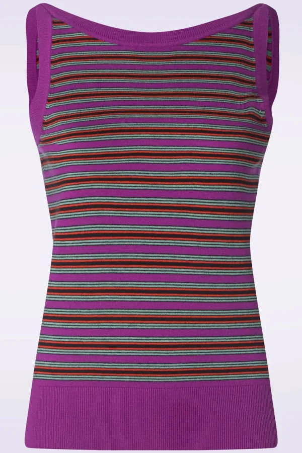 Store King Louie Hazel Bee Stripe Top In Sparkling Paars