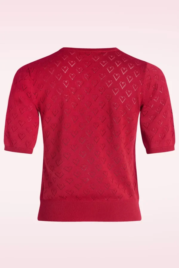 Discount Banned Retro Heart Blooms Cardigan In Rood