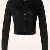 Best Sale Vixen Heart Pattern Scallop Edge Cardigan In Zwart