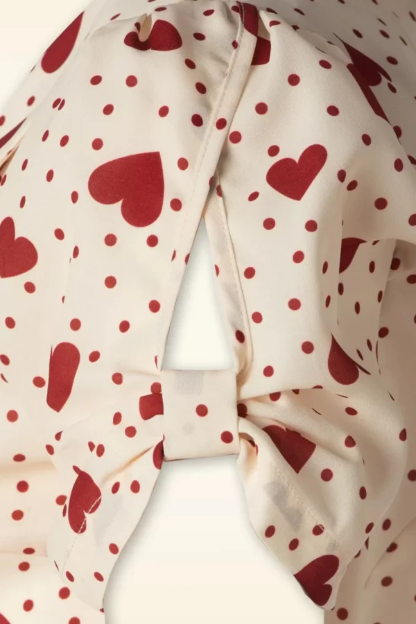 Discount Vixen Heart Polka Dot Collared Top In Creme