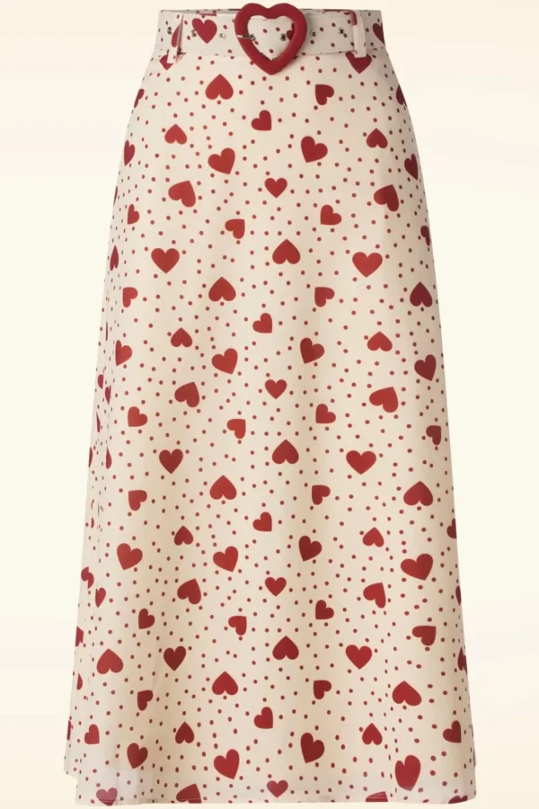 Clearance Vixen Heart Polka Dot Midi Rok In Creme